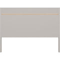 Eine Gestaltung in Kaschmirbeige und Beige und Braun kennzeichnet das Bettgestell