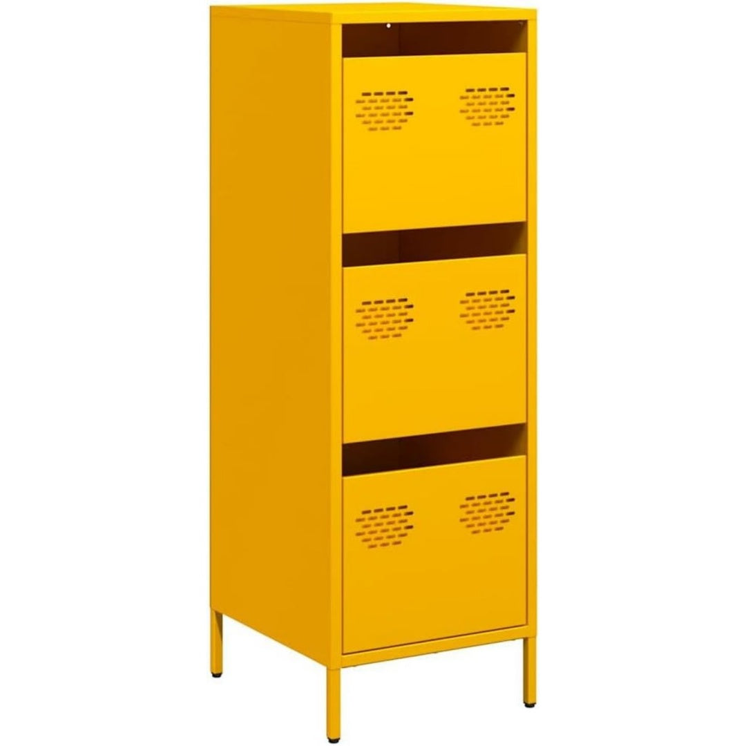 Hochschrank in Gelb mit 3 Schubladen
