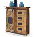 Rollen und geschlossenen Stauraum an dem Sideboard