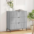 Sideboard mit den Massen 79.5 x 33 x 82 cm in Eichenbraun und Grau