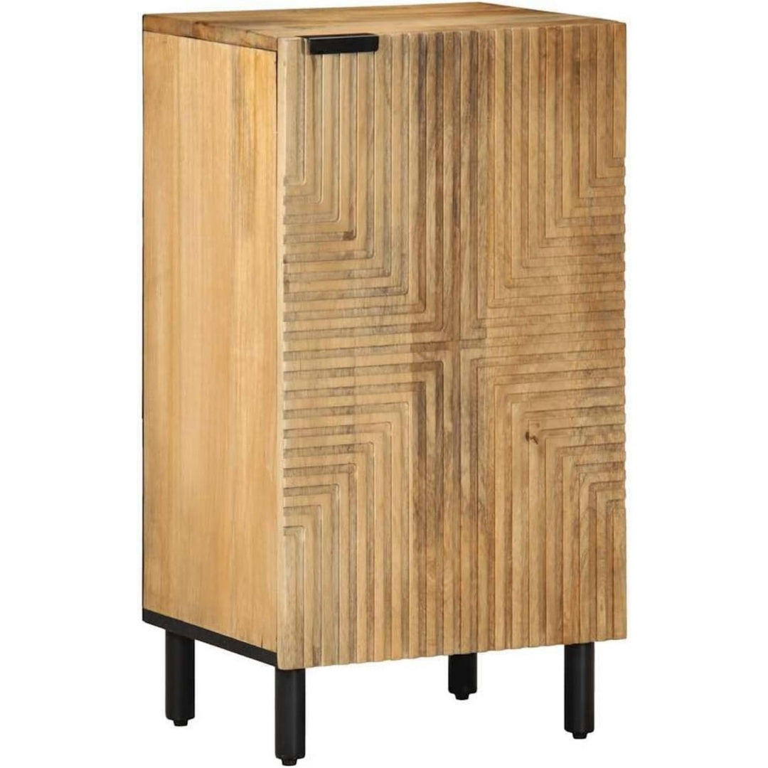 Das Sideboard misst 40 x 33 x 75 cm in Naturbraun
