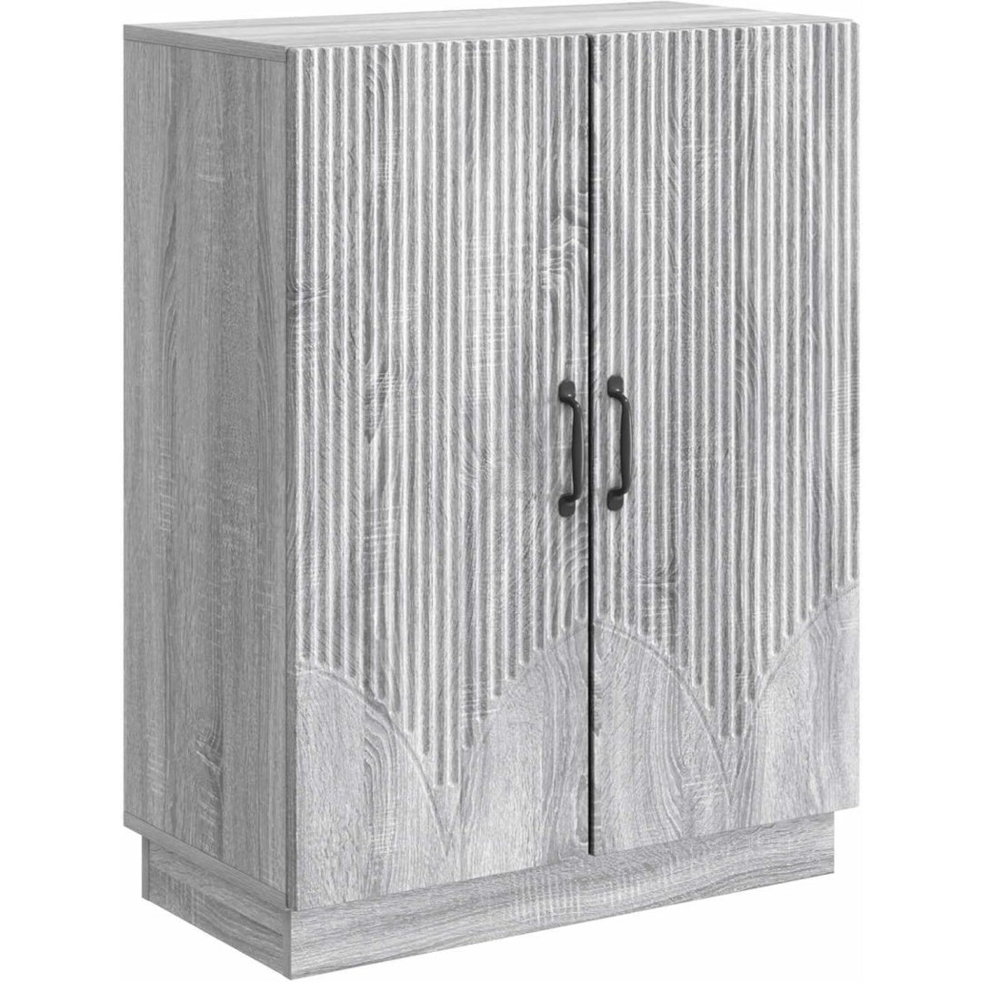Das Sideboard misst 66 x 34.5 x 87 cm in Grau