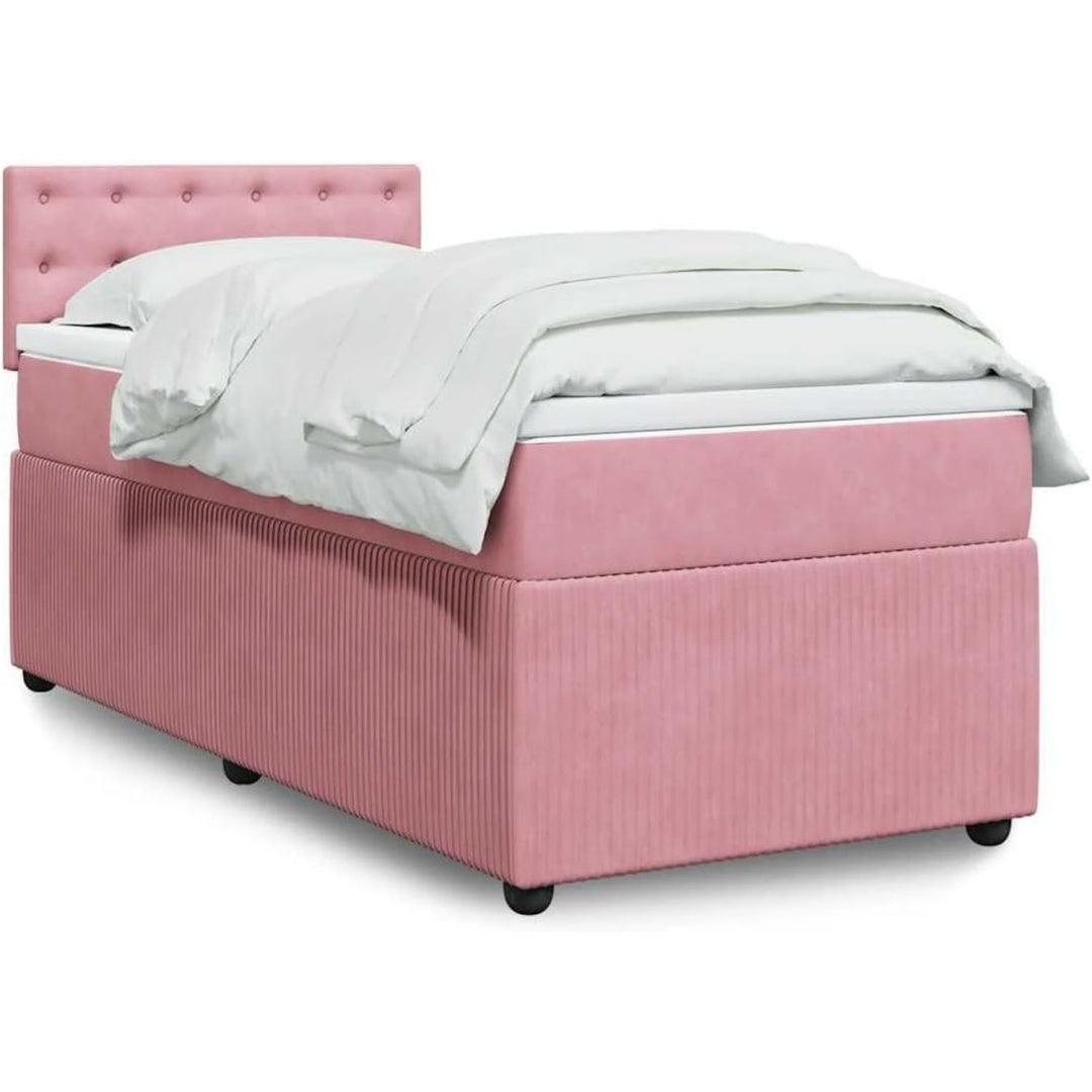 Ein Taschenfederkern praegt das Boxspringbett aus Samt