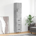 Geschlossener Stauraum an dem Hochschrank aus Holzwerkstoff und Metall mit den Massen 34.5 x 34 x 180 cm