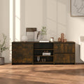 Sideboard in Naturbraun und Schwarz mit geschlossenem Stauraum
