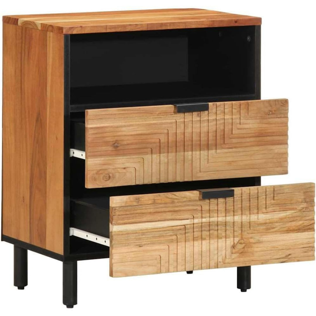 Holzoptik an dem Nachttisch mit den Massen 50 x 33 x 62 cm