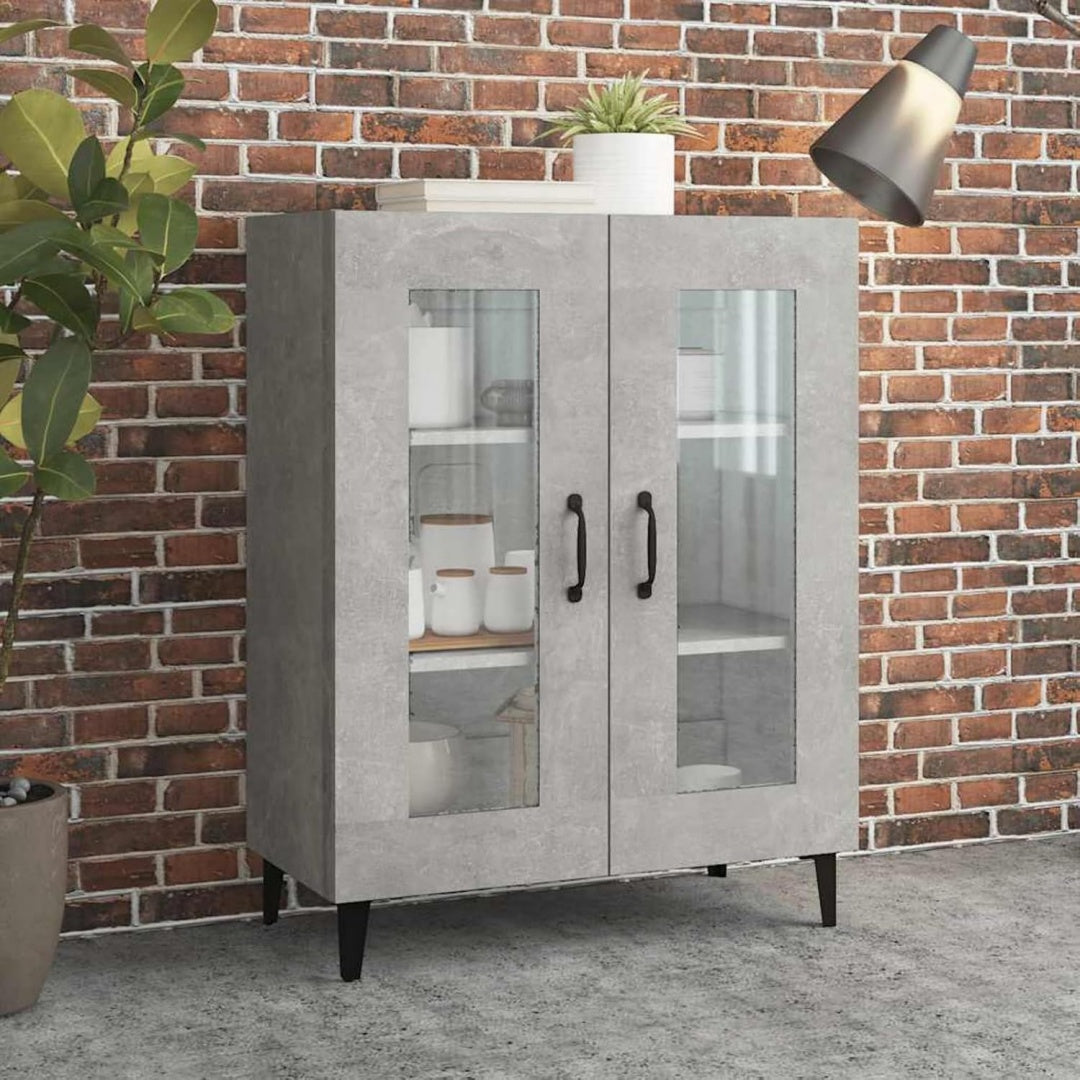 Glastueren an dem Sideboard in Betongrau